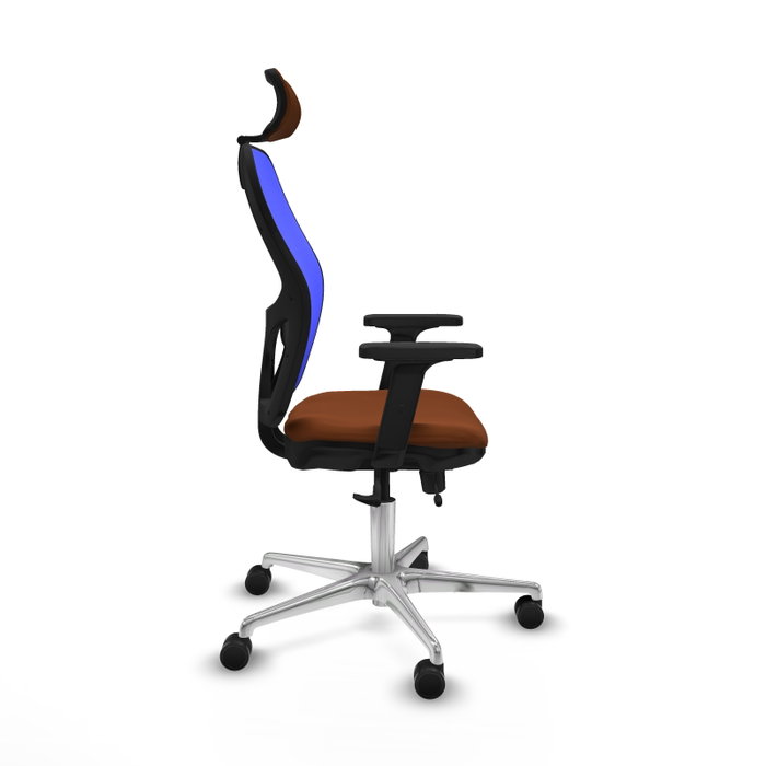 PIQUERAS Y CRESPO Silla de oficina Jorquera con mecanismo Sincro/Traslack, Marrón y Azul