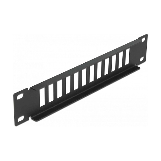 DeLOCK Patchpanel de Fibra Óptica 10" 12 Puertos para SC Duplex/LC Quad, Montaje en Rack 1U, Negro - Panel de Conexión para Red