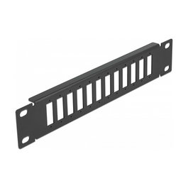 DeLOCK Patchpanel de Fibra Óptica 10" 12 Puertos para SC Duplex/LC Quad, Montaje en Rack 1U, Negro - Panel de Conexión para Red