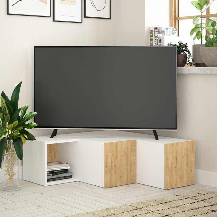 Hanah Home Soporte TV Blanco Roble Moderno Compact 90x32x92cm Hanah Home Soporte TV Blanco Roble Moderno Compact 90x32x92cm