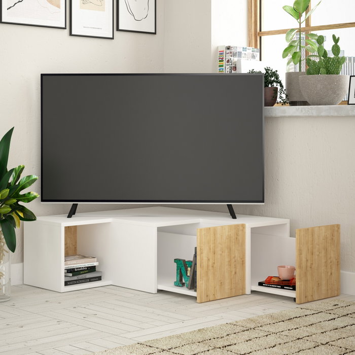 Hanah Home Soporte TV Blanco Roble Moderno Compact 90x32x92cm Hanah Home Soporte TV Blanco Roble Moderno Compact 90x32x92cm