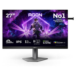 AOC G2 AG276FK Monitor Gaming 27 Pulgadas (68.6 cm) Full HD Fast IPS 520 Hz, DisplayHDR 400, 0.5 ms, HDMI 2.0, DisplayPort 1.4, USB, Altavoces, VESA, Negro y Gris - AG276FK