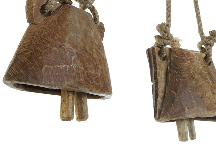 DKD Home Decor Cencerro, 4 Unidades, Natural Madera, 7 x 13 x 20 cm