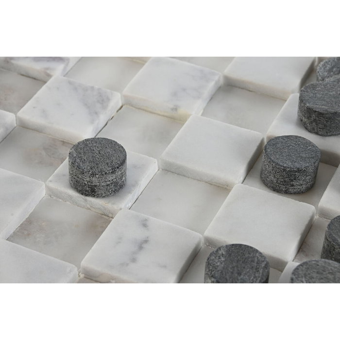 DKD Home Decor Juego de Damas de Piedra 30x30x3 cm Blanco y Gris