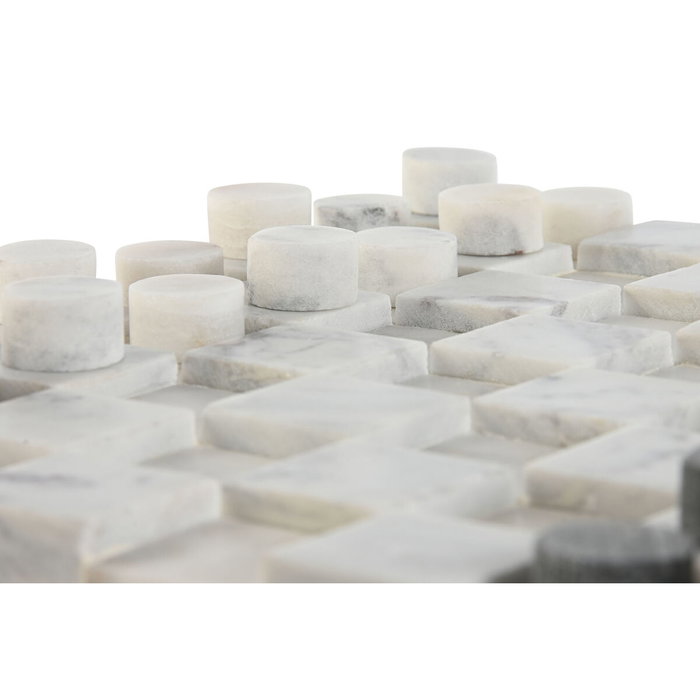 DKD Home Decor Juego de Damas de Piedra 30x30x3 cm Blanco y Gris
