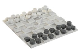 DKD Home Decor Juego de Damas de Piedra 30x30x3 cm Blanco y Gris