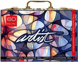 ARTIST BY ALEX BOG Maletín 60 Rotuladores Acrílicos y de Alcohol Serie Artist