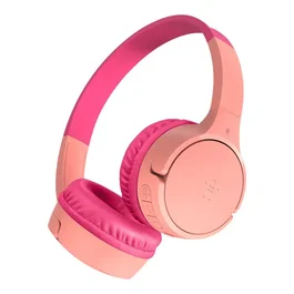 Belkin SoundForm Mini Auriculares Inalámbricos Diadema Circumaural para Llamadas/Música, USB Tipo C y Conector 3.5 mm, Color Rosa, Diseñados para Niños