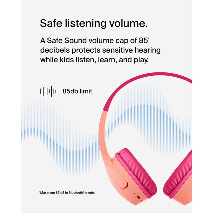 Belkin Soundform Mini Auriculares Inalámbricos Rosa para Niños USB-C