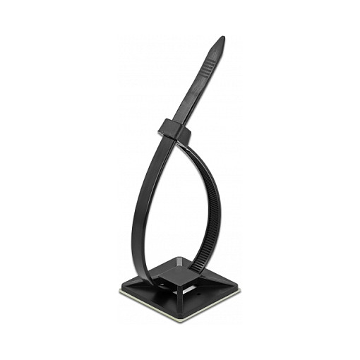 DeLOCK Soporte de fijación 18675 de 40 x 40 mm con bridas de 250 x 7,2 mm, Negro