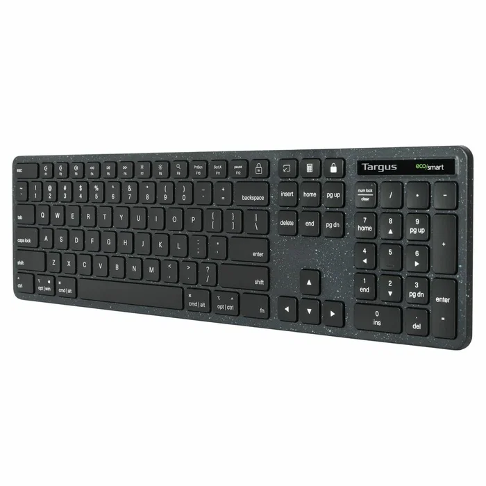 Targus EcoSmart AKB874UK Teclado USB Alámbrico Completo 100% QWERTY Inglés UK Negro, Teclas Multimedia y Windows, Antimicrobiano