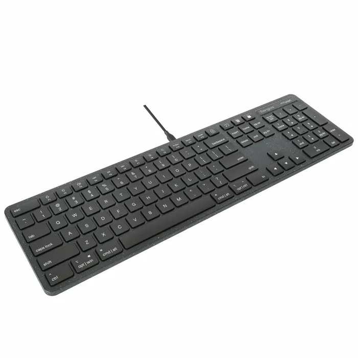 Targus EcoSmart AKB874UK Teclado USB Alámbrico Completo 100% QWERTY Inglés UK Negro, Teclas Multimedia y Windows, Antimicrobiano