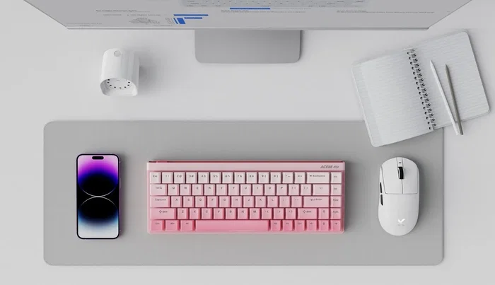 Mchose MC-Ace68Air-8 Teclado Mecánico Gaming Inalámbrico 68 Teclas Layout Español Retroiluminación Rosa