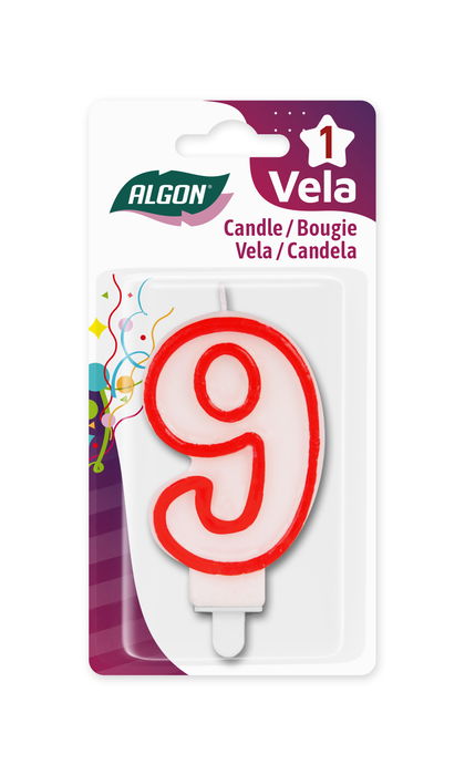 Algon Vela Blanca Con Borde Rojo 7 cm N.9 (36 Unidades)