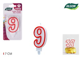 Algon Vela Blanca Con Borde Rojo 7 cm N.9 (36 Unidades)