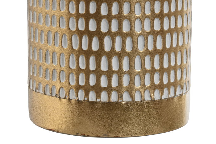 DKD Home Decor Jarrón de Metal Dorado y Blanco 14,5x14,5x55,5 cm