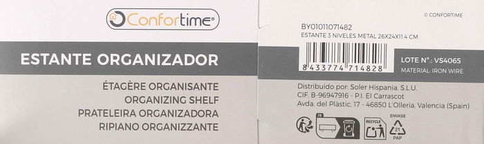 Confortime Estante 3 Niveles Metal 26 cm x 24 cm x 11.5 cm (12 Unidades)