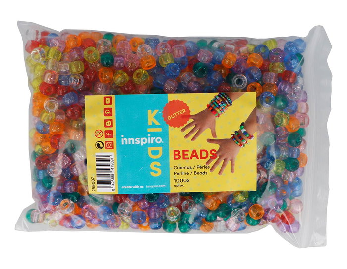 Innspiro Cuentas de plástico eco grosella multicolor con purpurina de 9mm Innspiro Cuentas de plástico eco grosella multicolor con purpurina de 9mm