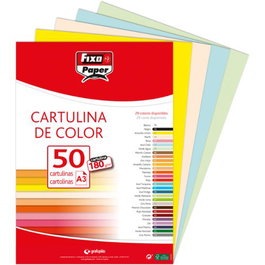 FIXO Paquete de 50 Cartulinas A3 180g Amarillo Limón