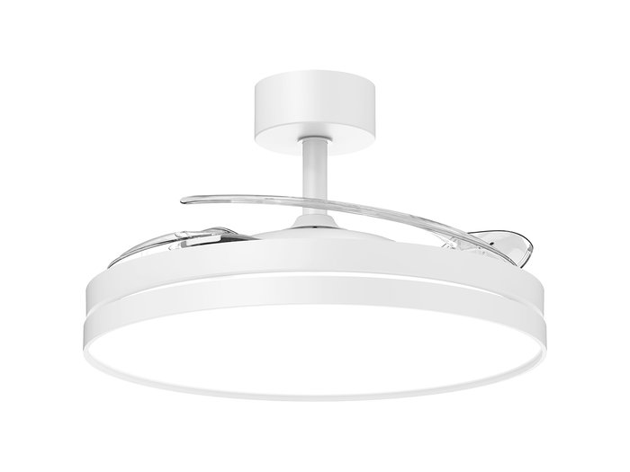 Argon Ventilador de Techo Aro con 3 Aspas Plegables, Luz Calida-Fria-Blanca y 6 Velocidades, 48.5x28.2x48.5 cm Desplegado 106 cm, Color Blanco