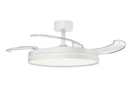Argon Ventilador de Techo Aro con 3 Aspas Plegables, Luz Calida-Fria-Blanca y 6 Velocidades, 48.5x28.2x48.5 cm Desplegado 106 cm, Color Blanco