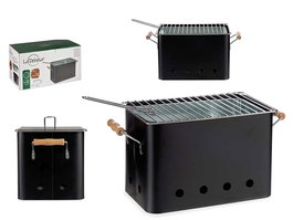 La Dehesa Barbacoa Portátil Rectangular con Asas Color Negro 44x22x24.5 cm (Set de 4)
