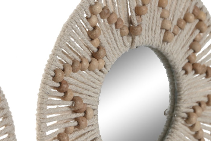 DKD Home Decor Set de 3 Decoraciones de Pared de Algodón y MDF Blanco