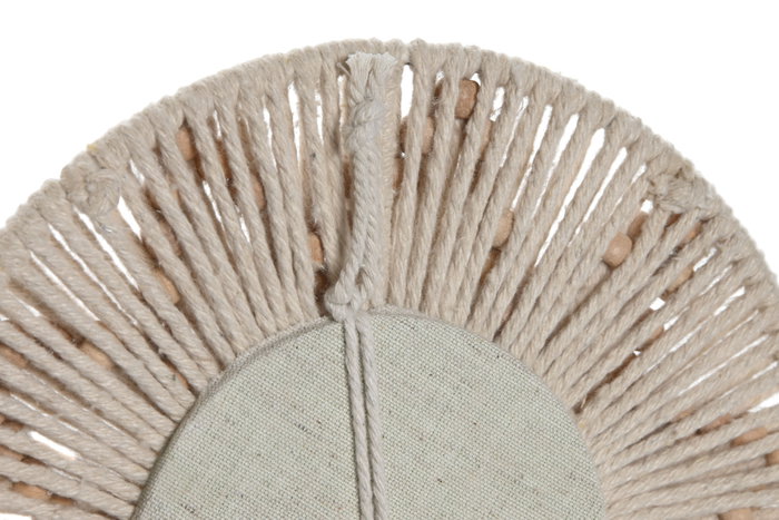 DKD Home Decor Set de 3 Decoraciones de Pared de Algodón y MDF Blanco