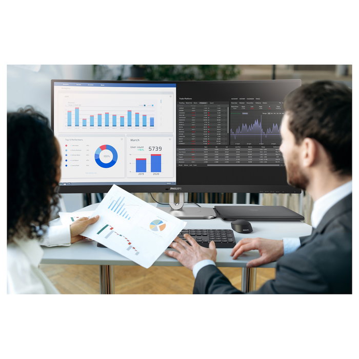 Philips 34B2U5600C Monitor Curvo 34" (86.4 cm) Dual QHD 3440x1440, 120Hz, 4ms, VA, USB-C, Altavoces, Gris