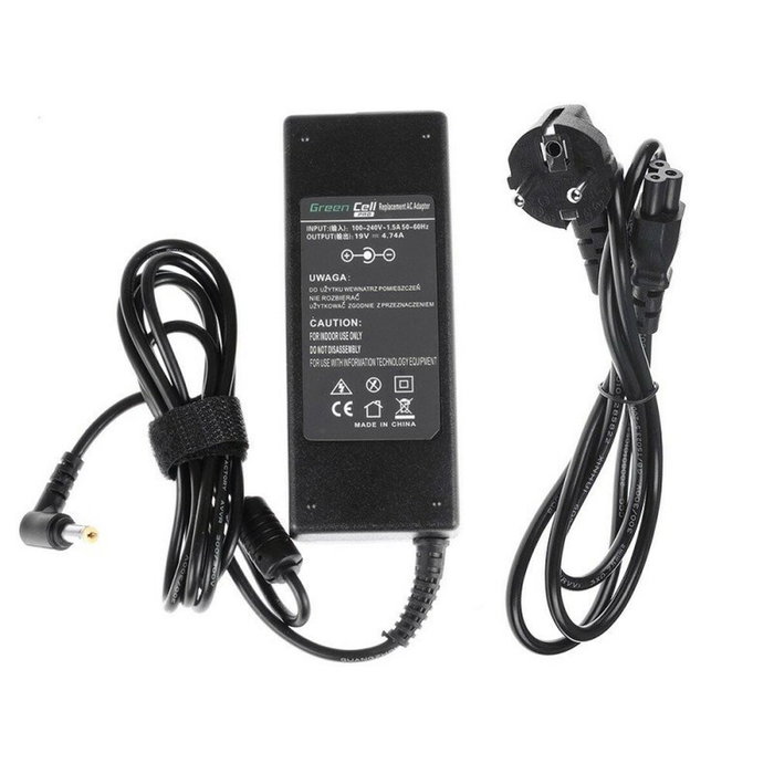 Green Cell AD02P Adaptador de Corriente para Acer 90W 19V 4,74A 5.5mm-1.7mm Green Cell AD02P Adaptador de Corriente para Acer 90W 19V 4,74A 5.5mm-1.7mm