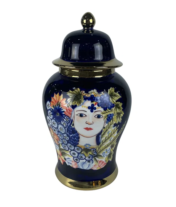 DKD Home Decor Jarrón de Porcelana Margot Multicolor y Azul DKD Home Decor Jarrón de Porcelana Margot Multicolor y Azul