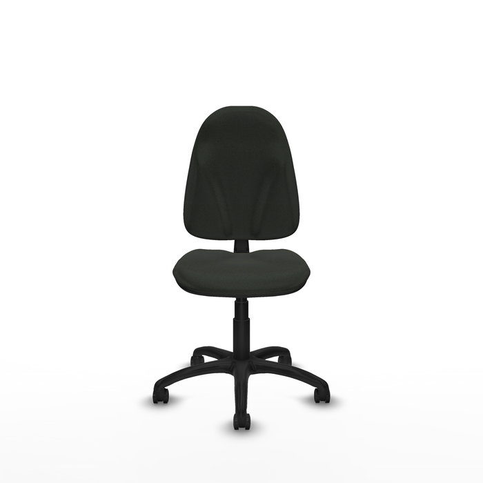 Silla de oficina Algarra con mecanismo Contacto permanente básico tapizada con Tela color Negro. Equipada con Base poliamida negra, Sin brazos y Ruedas de parqué