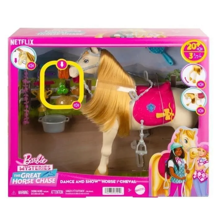 Barbie Caballo Interactivo con Sonidos y Accesorios, Barbie Mysteries, Referencia HXJ42