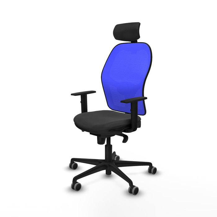PIQUERAS Y CRESPO Silla de oficina Jorquera con mecanismo Sincro, Similpiel Gris y Malla Azul