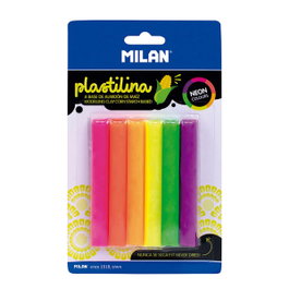 Milán Plastilina de colores fluorescentes 70 g, 6 unidades