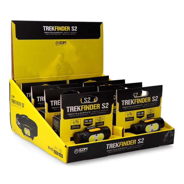 Edm Linterna Frontal Trekfinder S2 250 Lm 3 W Activación por Gesto Batería Litio 500 mAh