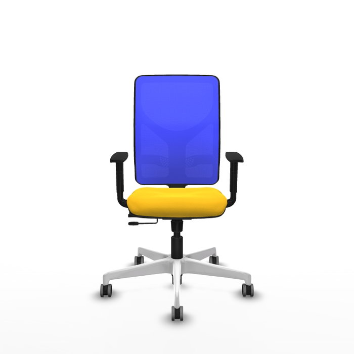 PIQUERAS Y CRESPO Silla de oficina Motilla con mecanismo Sincro/Traslack, Amarillo y Azul