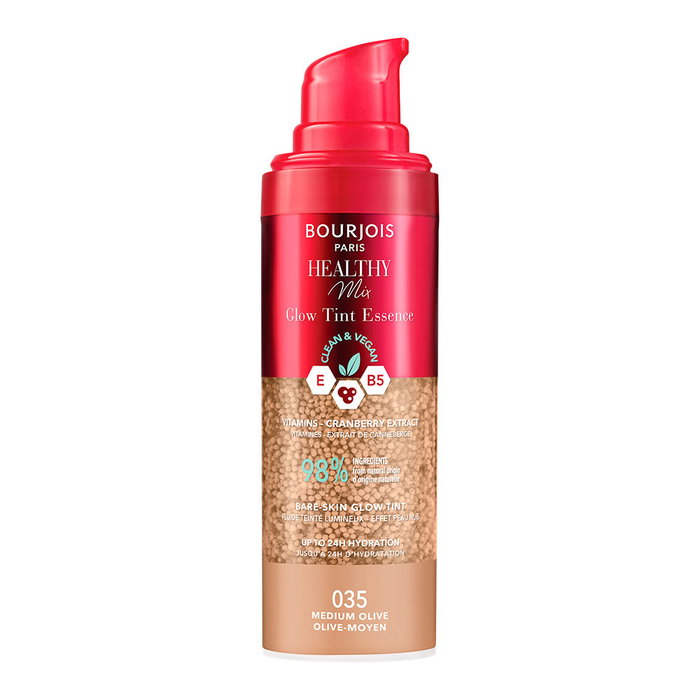 Bourjois Healthy Mix Glow Tint Essence #040-Medium Olive - Base de maquillaje hidratante y luminosa 30 ml con vitaminas E y B5
