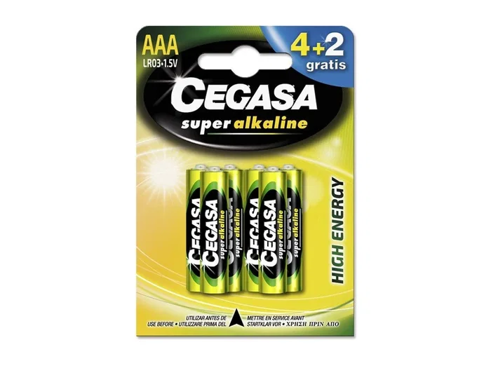Cegasa Pilas Super Alcalino LR03 AAA, Pack de 6 unidades Cegasa Pilas Super Alcalino LR03 AAA, Pack de 6 unidades