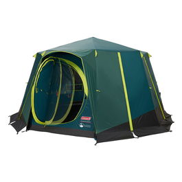 Coleman Octagon Tienda de Campaña para 8 Personas, Estructura Rígida con Tecnología WeatherTec BlackOut, Área 15.7 m², Color Verde y Amarillo