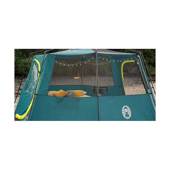 Coleman Tienda de Campaña Octágono 8 Personas BlackOut, 15.7 m², Estructura Rígida, WeatherTec, Verde y Amarillo
