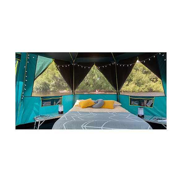 Coleman Tienda de Campaña Octágono 8 Personas BlackOut, 15.7 m², Estructura Rígida, WeatherTec, Verde y Amarillo