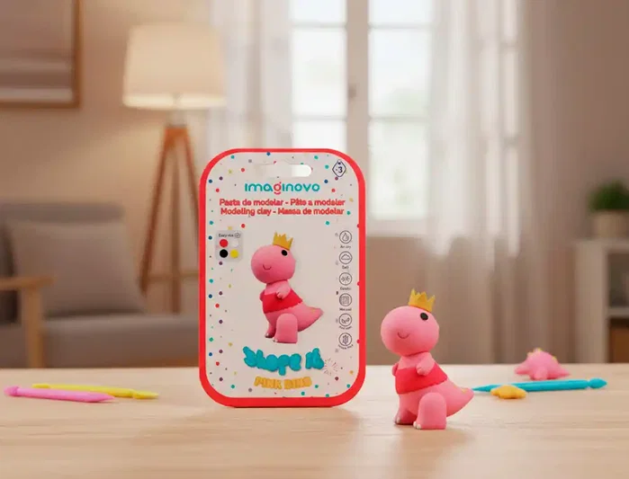 Imaginovo Pasta para modelar set de colores surtidos con instrucciones dinosaurio rosa