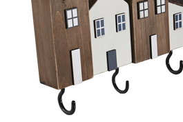 DKD Home Decor Perchero de Pared Casas Paulownia y Metal