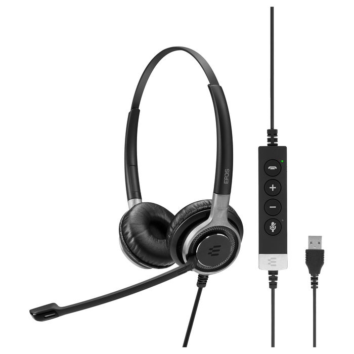 EPOS Auriculares Diadema Impact SC 660 USB ML Alámbricos Supraaurales para Llamadas/Música, Cancelación de Ruido, Micrófono Boom, 95 g, Negro y Plata