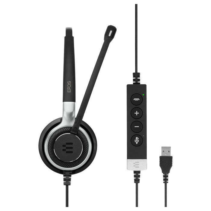 EPOS Auriculares Diadema Impact SC 660 USB ML Alámbricos Supraaurales para Llamadas/Música, Cancelación de Ruido, Micrófono Boom, 95 g, Negro y Plata