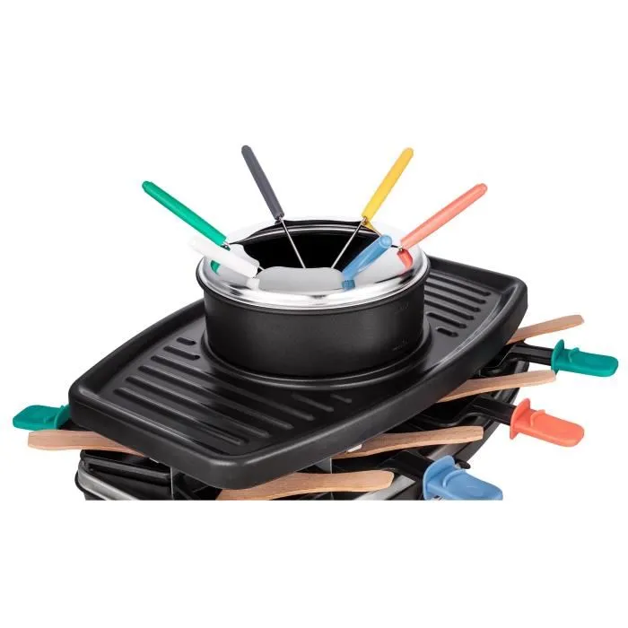 Continental Edison FD12881 Raclette y Fondue para 8 Personas - Negro