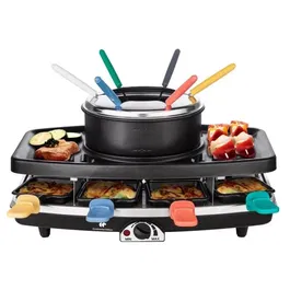 Continental Edison FD12881 Raclette y Fondue para 8 Personas - Negro