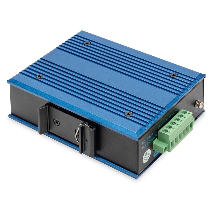 Digitus Conmutador de Red Industrial 4 Puertos Gigabit PoE Unmanaged con 1 Uplink SFP, Montaje en Rail DIN, IP40, 30W de Presupuesto PoE