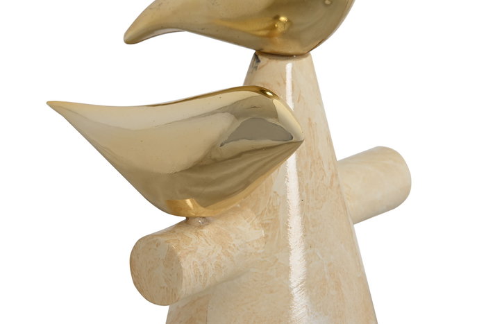 DKD Home Decor Figura de Pájaros en Resina Dorado y Marfil